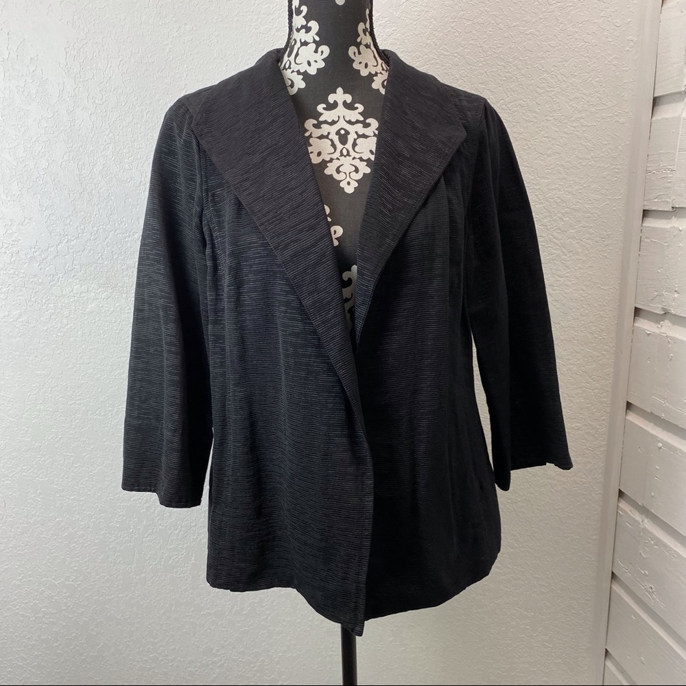 EILEEN FISHER Italian Fabric Ribbed Open Front Cropped Jacket